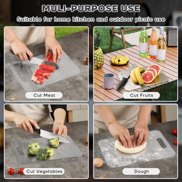 Katuchef Titanium Cutting Boards for Kitchen-katu chef 100% Pure Titanium Cutting Boards Double Sided Non Toxic Titanware Cutting Board, - Image 3