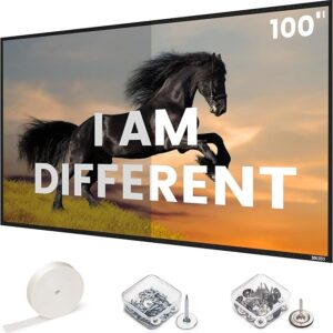 High gain 100 Inch Projector Screen - Wall Mounted - 2.6X Brightness and High Contrast 30% ALR -16:9 White Screen - by IOLIEO