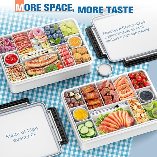 Chilled Portable Snackle Box Container with Reusable Ice Pack Bonus Insulated Bag 12 Compartment Divided Serving Tray Summer Beach Essentials for - Image 2