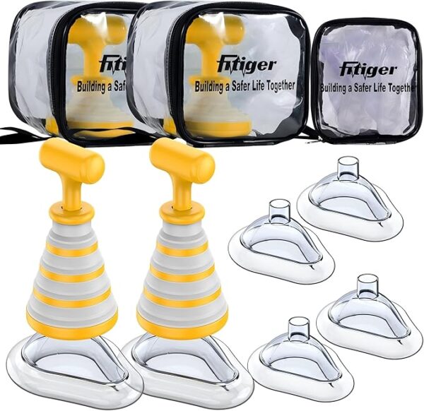 Choking Rescue Device 2 Pack, Anti Choking Device for Baby and Adults, Fitiger FoldPumpVac Airway Suction Device, First Aid Kit for Children and Adults