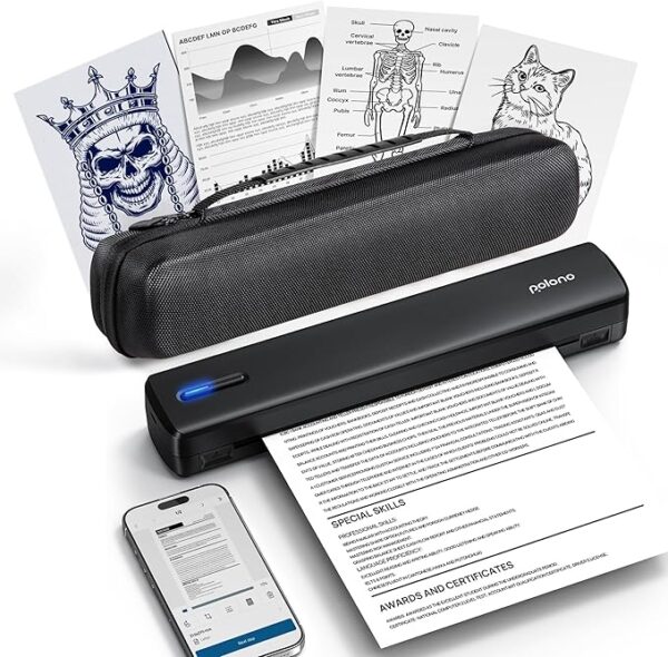 POLONO Portable Printer Wireless for Travel, D810 Bluetooth Thermal Printer