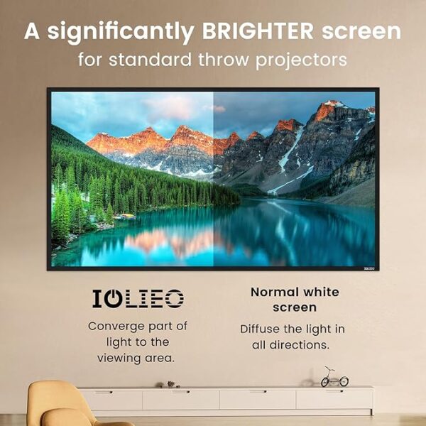 High gain 100 Inch Projector Screen - Wall Mounted - 2.6X Brightness and High Contrast 30% ALR -16:9 White Screen - by IOLIEO - Image 3