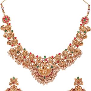 Gold-plated Brass Premal Antique Indian Jewelry Necklace Set