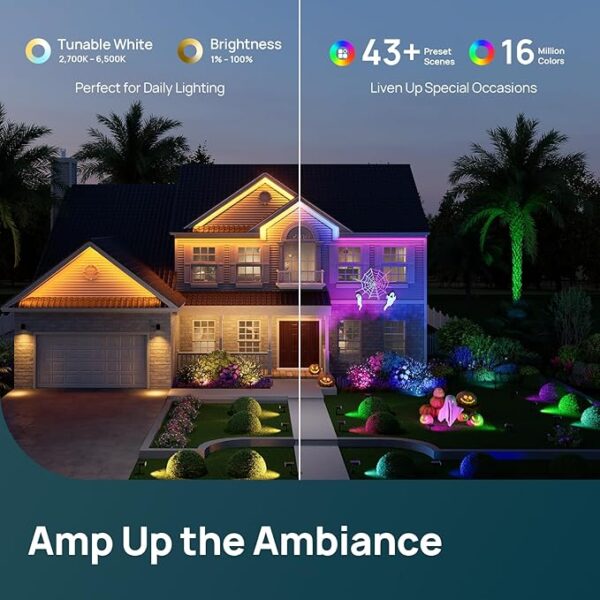 Linkind Smart Solar Spot Lights Outdoor SL5C, Solar Spotlight Waterproof Color Changing APP/Voice - Image 2
