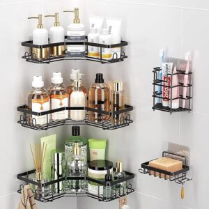 Rustproof Corner Shower Caddy Tension Pole – Adjustable 62-115 Inch, 4-Tier Bathroom Organizer with Heavy-Duty Shelves for Shampoo,