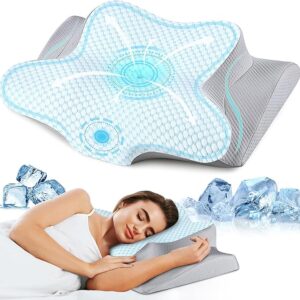 Cervical Neck Pillow - Ergonomic Side Sleeper Pillow for Pain Relief, Cooling Cervical Pillow for Sleeping,