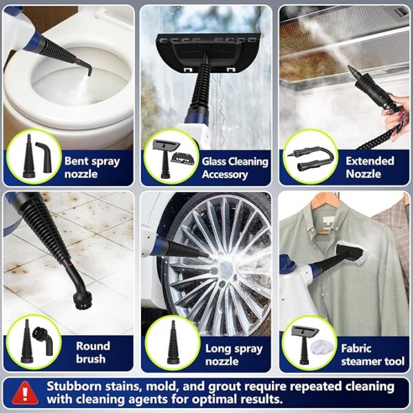 Steam Cleaner, Pressurized Handheld Steam Cleaner for Home with 12pcs Accessories & Safety Lock, - Image 2