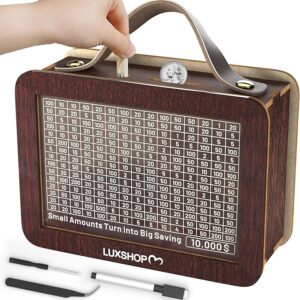 Money Saving Box 10,000 with Handle and Plastic Clear - 10000 Savings Challenge Box - Alcancias de Dinero para Adultos