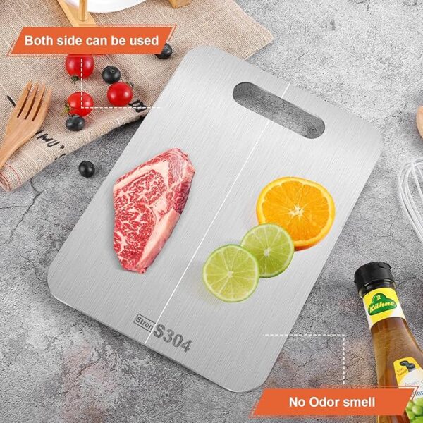 Stron- Dura Cutting Board - 304 Food Grade Stainless Steel Cutting Boards for Kitchen- for cutting Meat, Fruit, Vegetables, Outdoor or Indoor 11.5" X 8" (1, Small) - Image 3