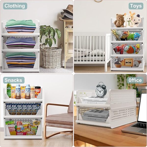 Stackable Foldable Storage Baskets, Folding Storage Bins, Closet Organizers and Plastic Drawer Shelf - Image 3