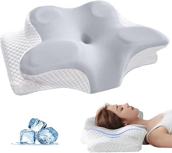 Cervical Neck Pillow – Dual-Layer Memory Foam Ergonomic Contour Pillow for Pain Relief & Shoulder Support, Cooling