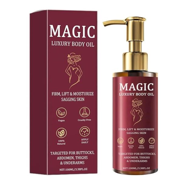 Magic Body Firming Oil, Luxury Body Oil for Crepe Skin, Skin Tightening & Moisturizing Serum with Vitamin E and Sweet Almond