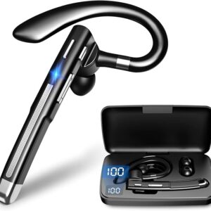 Bluetooth Headset V5.3,100 Hrs Talk Time Single-Ear Earphone, CVC8.0 Noise Cancelling Wireless Earbud, Business Earbud with 500 mAh Charging Case, Hands-Free