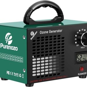 Ozone Generator & Ozone Odor Eliminator 60,000mg/h, Industrial & Home Ozone Machine with Temp/Humidity Display, Removing Odors for Rooms,