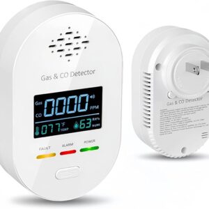 Carbon Monoxide Detectors Plug in, 4-in-1 Gas Leak Detector & Carbon Monoxide Detector with Temperature & Humidity Display, Portable Carbon Monoxide Detector for Travel Home RV