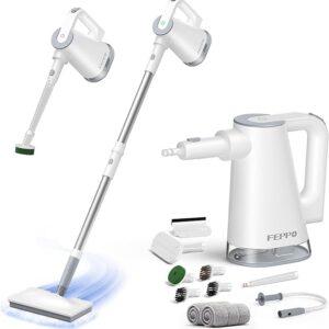 FEPPO Steam Mop & Handheld Steam Cleaner for Home and Floor Cleaning, 15s Heat-Up, 230°F Powerful Steamer with 10-in-1 Multi-Purpose Attachments for Floors,