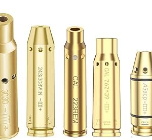 Laser Bore Sights Bore Sighting Kit for .223/5.56MM/9MM/7.62X39MM/30-30/30-06/.243/308/.45acp Red Laser Boresighters for Hunting with 24 Batteries