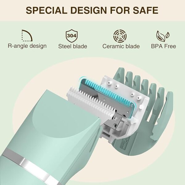 Waterproof Bikini Trimmer Women Electric Razor for Pubic Hair Women's Foil Shaver Rechargeable Shaver Removal with Snap-in Ceramic Blades IP7X Washable Head,Wet and Dry Use,Green - Image 2