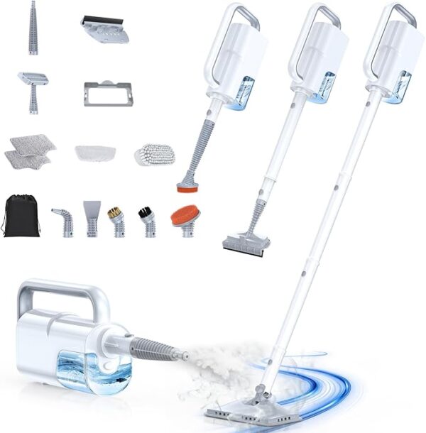 ScrubWiz Steam Mop Cleaner with Detachable Handheld Steamer, 10-in-1 Multi Accessories,