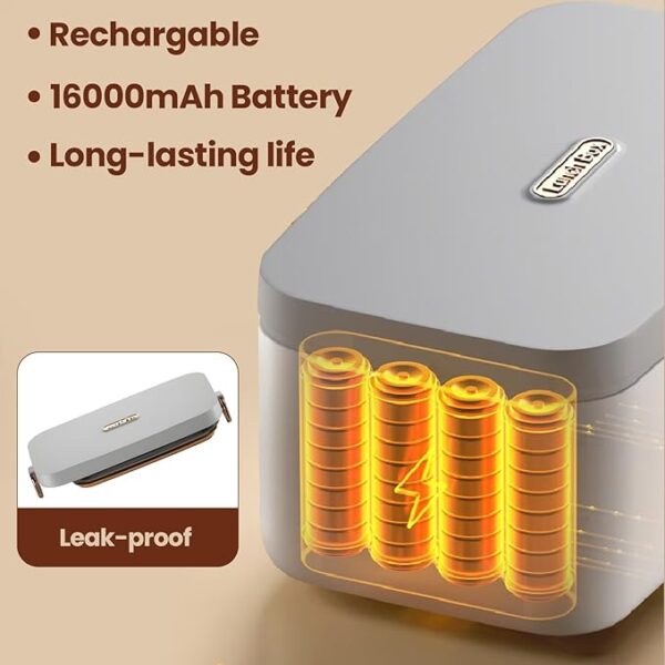 Cordless Electric Lunch Box for Men Adults,Portable & Self-Heating Food Warmer,1L SS Container,Perfect for Travel/Office/Car/Construction Site,5-Speed Smart Timer - Image 3
