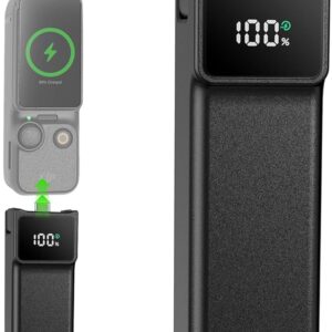 Battery Handle Compatible with DJI Osmo Pocket 3 Creator Combo, with Digital Screen Battery Handle Built-in 5000mAh Battery Fast Charging and Reserved 1/4”Thread