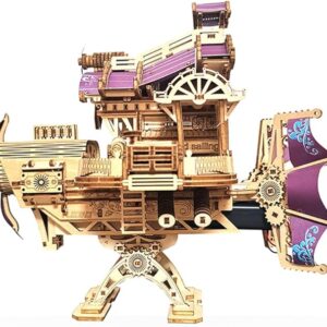 3D Wooden Cruiser Puzzle Kits, DIY Huiqiao Star Domain Speed Cruiser II Flyship Model, Stress Relief Wooden Puzzle Kits for Adults and Teens to Build (266+PCS)
