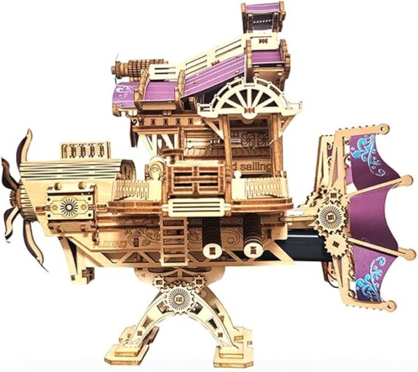 3D Wooden Cruiser Puzzle Kits, DIY Huiqiao Star Domain Speed Cruiser II Flyship Model, Stress Relief Wooden Puzzle Kits for Adults and Teens to Build (266+PCS)