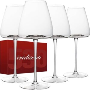 Hand-Blown 18OZ Crystal Wine Glasses Set of 4, Lead-Free Crystal Glasses with Unique Bottom Design for Red, White Wine, 530ml