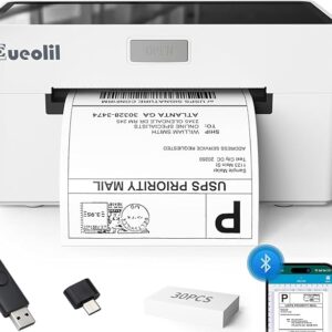 Bluetooth Thermal Label Printer Compatible with Android、iPhone、Windows＆Mac,Maximum Support 4×6 Thermal Label Paper,Widely Used for Home＆Small Businesses and Shipping Label