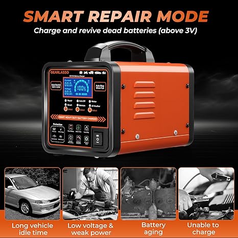 12V 24V Car Battery Charger Heavy Duty, 0-15A Automatic Battery Maintainer with Auto Shutoffs, Repair and Winter Mode, Smart Trickle Charger for Car Truck Motorcycle RV AGM Deep Cycle - Image 3