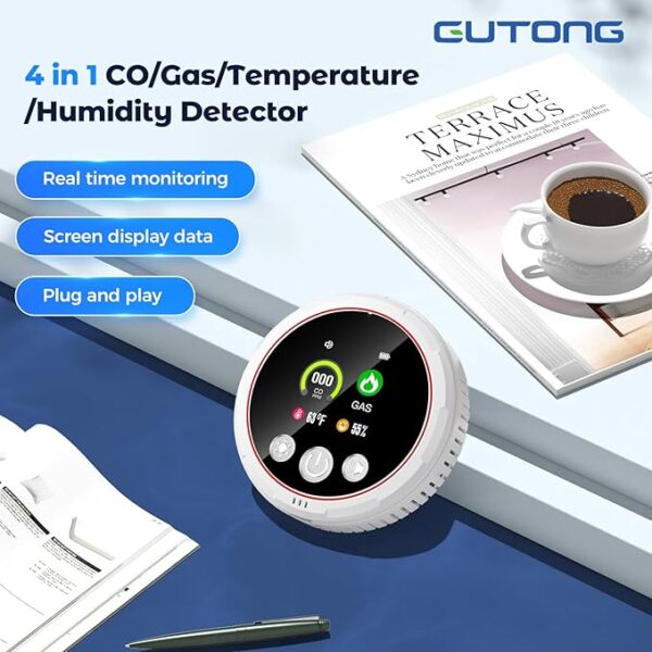 4 in 1 Carbon Monoxide Detectors Plug in, Natural Gas Detector & Carbon Monoxide Detector & Battery Backup, HD Digital Display Monitors CO, - Image 2