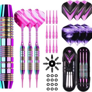 Soft Tip Darts Set - Darts Plastic Tip Sets, 3Pack Professional Plastic Tip Dart with Extra 12 Soft Tips and 6 Replace Dart Leaf