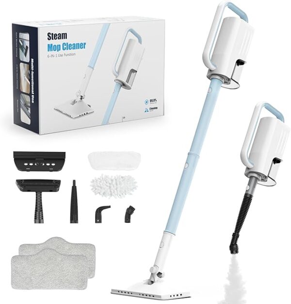 Steam Cleaner, 6 in1 Rotated Steam Mop Cleaner with 2 Modes, 2 Microfiber Pads, 400ML Removable Tank, 23FT Power Cable