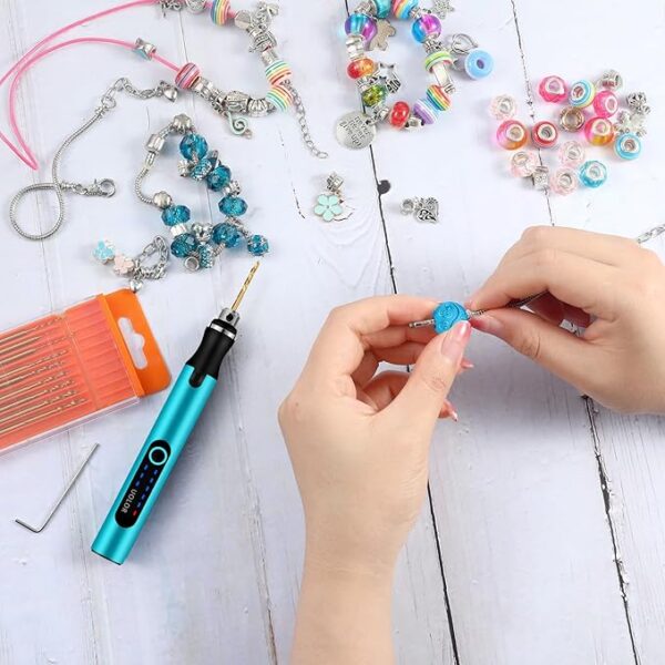3-Speed Cordless Mini Drill Pen, Rechargeable DIY Electric Hand Drill with 10 Small Drill Bits, Micro Drill Set for Jewelry Making Stone Plastic Resin Keychains - Image 2