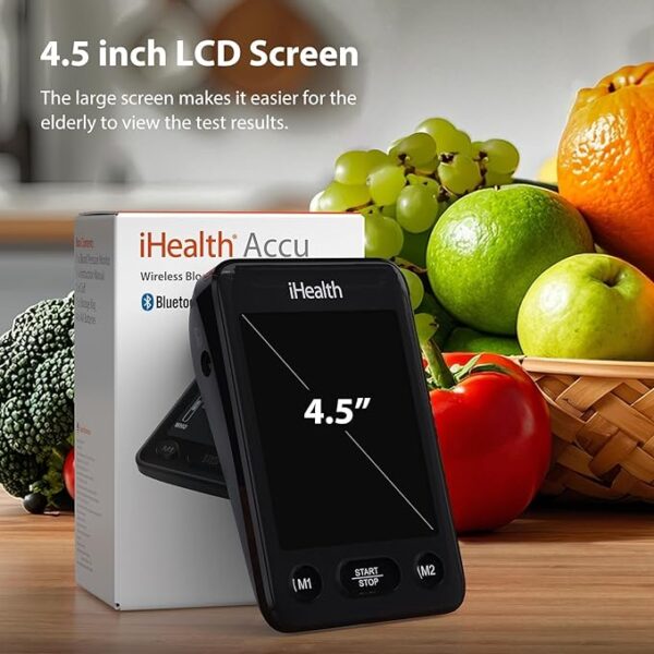 iHealth Accu Blood Pressure Monitor – 4.5" Large LCD, Clinically Accurate, Irregular Heartbeat Alert, Body & Cuff Detection, Bluetooth - Image 3