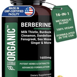 Berberine HCL+ Complex 1600mg - 120 Capsules - Supports Cardiovascular, Liver & Gut Health with Ceylon Cinnamon, Milk Thistle & Gut Blend - Third-Party Tested, Vegan, Non-GMO, Gluten-Free