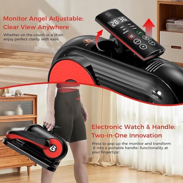 Under Desk Elliptical Machine, Ellipse Leg Exerciser for Seniors Electric Seated Pedal Exerciser Fully Assembled, Forward & Reverse Direction with Remote Control & 12 Level Speeds - Image 2