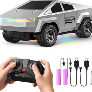 Remote Control Car RC Trucks - 2WD RC Truck Toy RC Cars for All Terrain, 1/24 Scale Pick-up Hobby Monster Truck Toys 2.4GHz Off-Road Vehicles Kids Gifts for Boys/Girls Age 3+, Silver