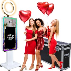 Magic Mirror Photo Booth 21.5" Touch Screen Camera Selfie DSLR Photobooth Machine with Software RGB LED Ring Light and Flight Case for Event Rental Wedding Party