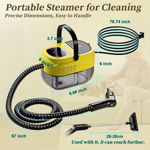 Steam Cleaner,15s Heat-Up,1.6L Tank,3-Level Adjustable Handle,2500W Steamer for Cleaning,Portable Steamer for Cleaning with 16PCS Accessories,Steam Cleaner for Home, - Image 2
