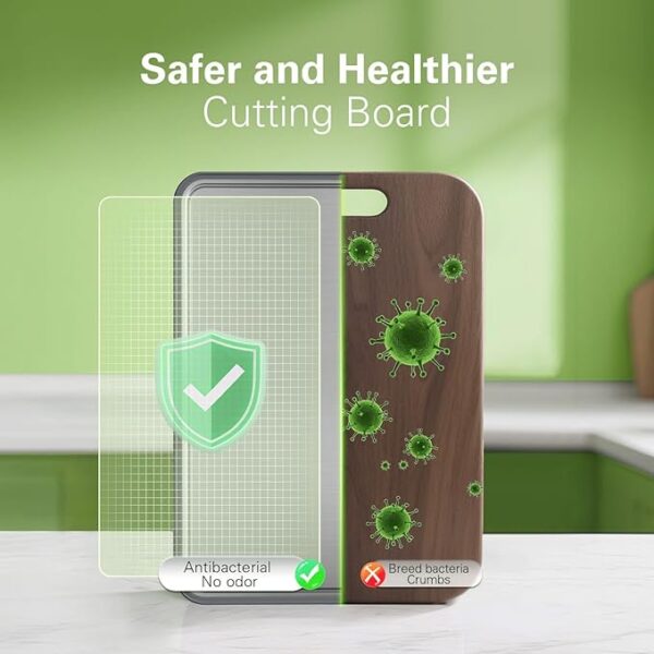 Double-Sided Stainless Steel Cutting Board for Kitchen, 19''×11.1'' Scratch-Resistant Cutting Board for Meat, Vegetables & Fruits, - Image 3