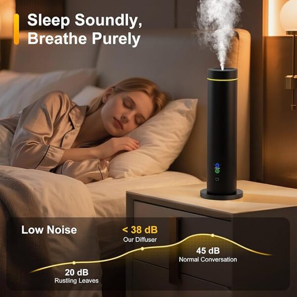 Waterless Diffuser, 1000 Sq.Ft Coverage, Essential Oil Diffuser with Tilt-Safe, Remote Control, Adjustable Mist Mode, Mood Lights Aromatherapy - Image 3