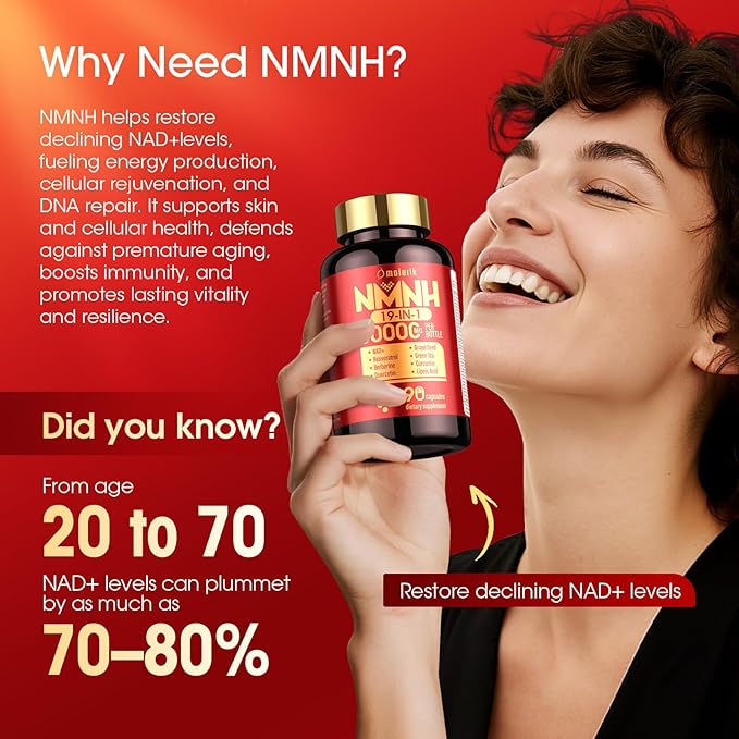 NMNH (Dihydronicotinamide Mononucleotide) 30000mg Per Bottle with NAD Supplement, - Image 2