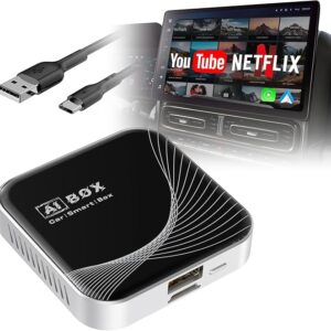 3-in-1 Wireless CarPlay Adapter & Android Auto Wireless Adapter, Plug & Play, Easy Setup, Supports Netflix, YouTube, TF Card, and More for Cars with OEM Wired