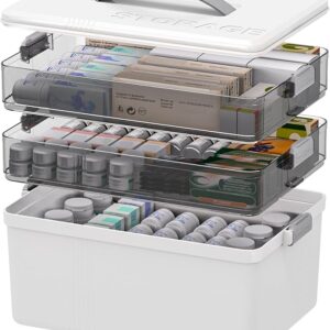 Citylife 3-Tier Medicine Cabinet Organizer,Medicine Cabinet First Aid Kit with Handle,Portable Multi-Purpose Storage Box Suitable for Family