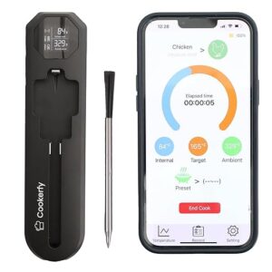 Smart Bluetooth Wireless Meat Thermometer for Grilling and Smoking - Digital App Controlled Stainless Steel Wireless Temperature Probe