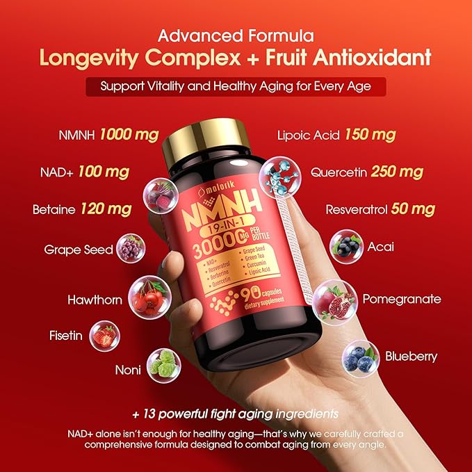 NMNH (Dihydronicotinamide Mononucleotide) 30000mg Per Bottle with NAD Supplement, - Image 3