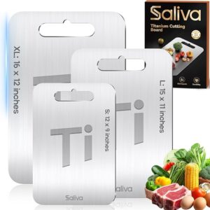 Saliva 3pcs Titanium Cutting Boards for Kitchen, Titanium Cutting Board Set of 3, Non Toxic Double Sided Food Grade, Dishwasher Safe, No Blunt Knife,