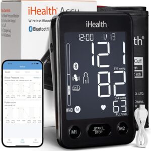 iHealth Accu Blood Pressure Monitor – 4.5" Large LCD, Clinically Accurate, Irregular Heartbeat Alert, Body & Cuff Detection, Bluetooth