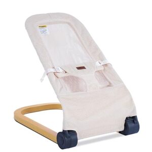 Baby Bouncer,Portable Baby Bouncer Seat & Foldable with 3 Height Adjustments, Ergonomic Bouncer for Babies 0-6 Months, Wood Grain